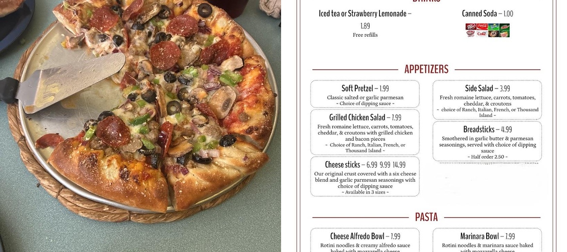 Darner Pizza Co. Menu